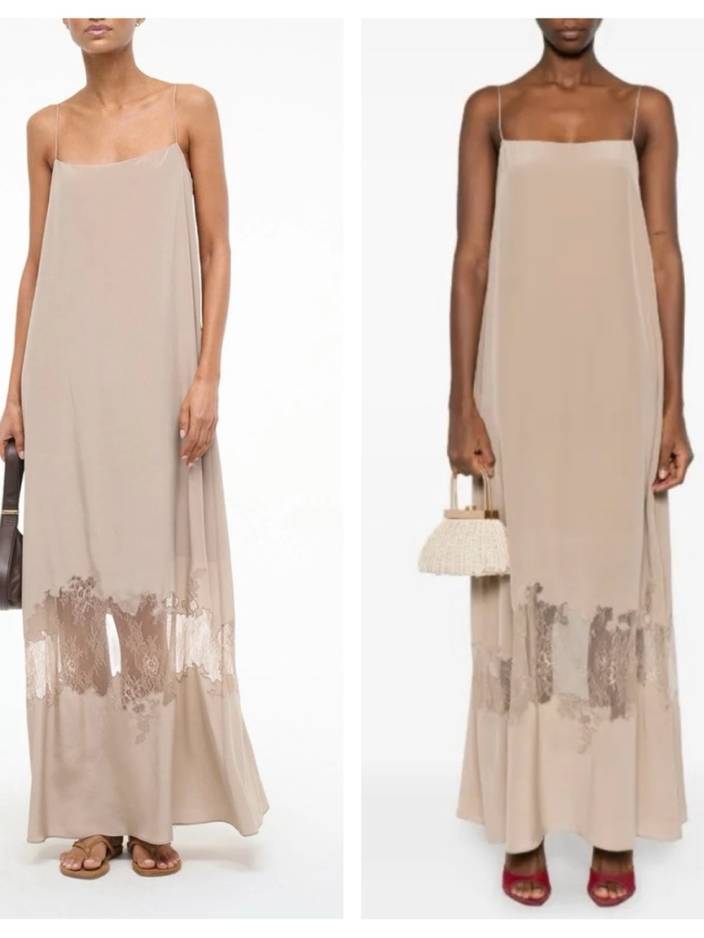 STAUD Delphina Silk Maxi lace-trimmed Dress